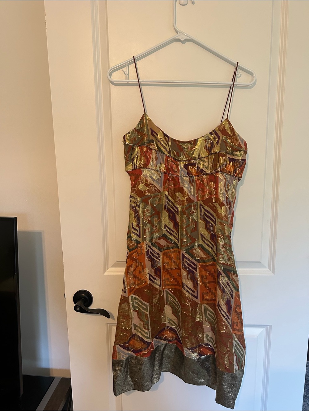 Women’s Multicolor Geometric Silk Slip Dress